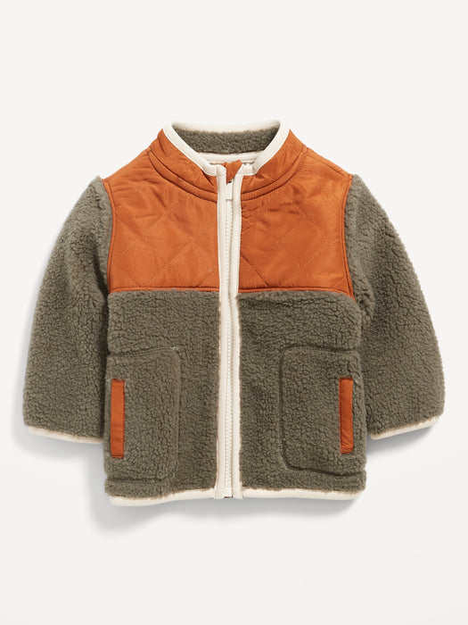 Unisex Color-Blocked Sherpa Jacket for Baby