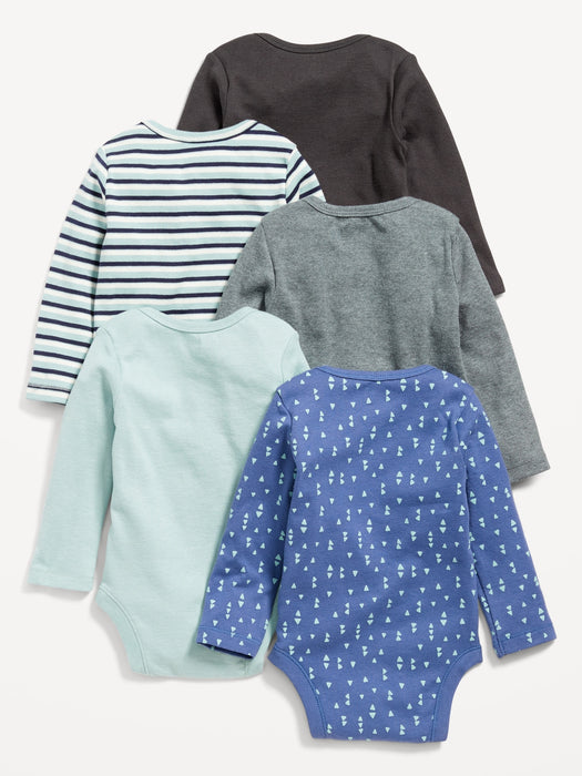 Unisex 5-Pack Long-Sleeve Bodysuit for Baby