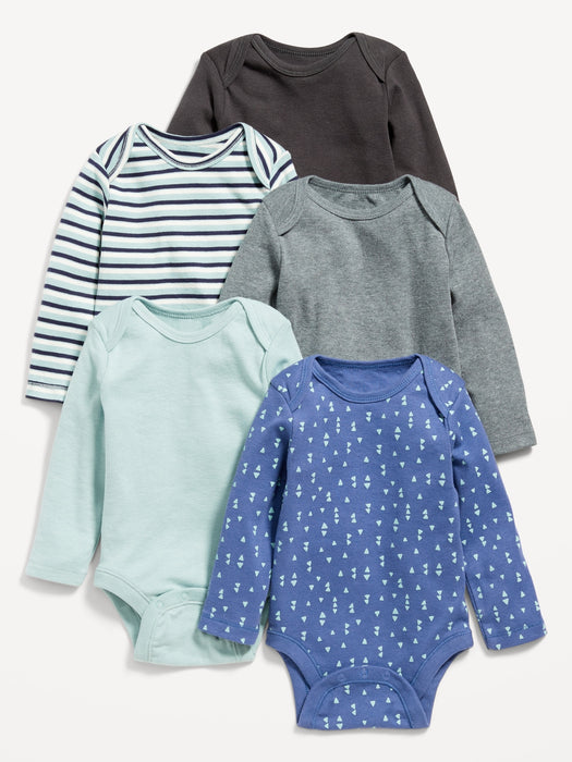 Unisex 5-Pack Long-Sleeve Bodysuit for Baby