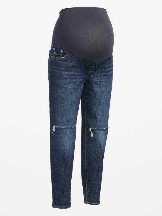Maternity Full Panel O.G. Straight Ripped Ankle Jeans