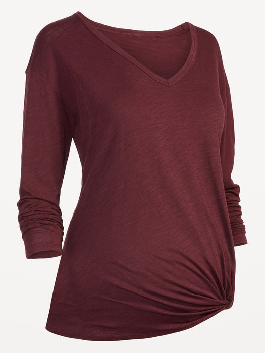 Maternity EveryWear Long-Sleeve Twist-Front T-Shirt