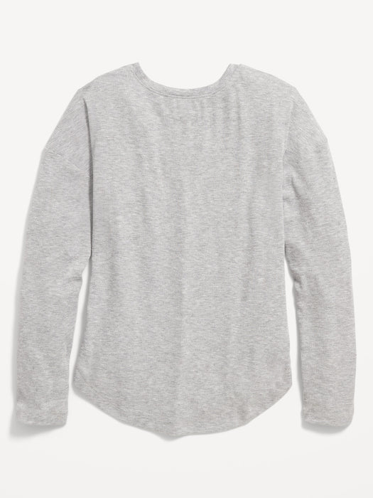 UltraLite Long-Sleeve Rib-Knit Tunic T-Shirt for Girls - Gray