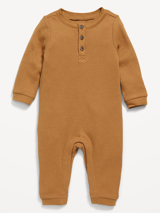 Unisex Thermal-Knit Henley One-Piece for Baby - Multi