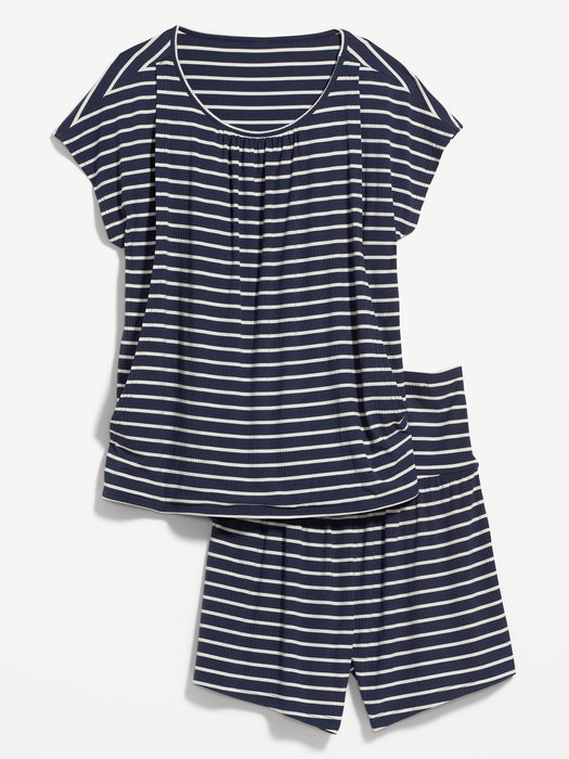 Maternity Sunday Sleep Rib-Knit Nursing Top & Shorts Set
