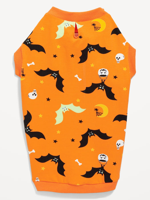 Halloween-Print Jersey-Knit T-Shirt for Pets - Orange