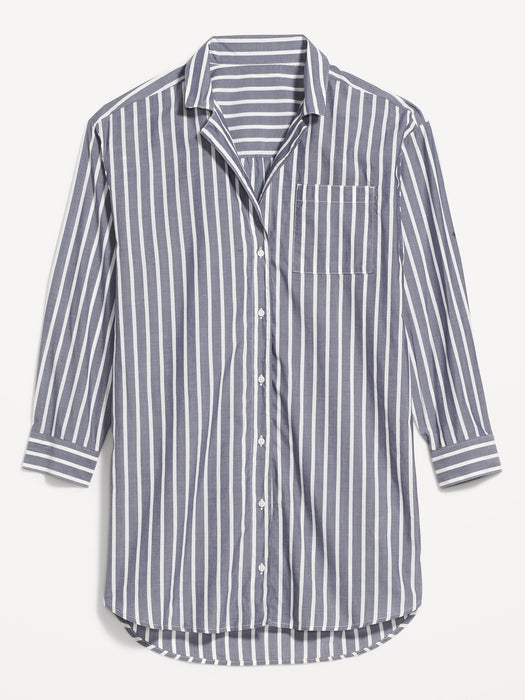 Striped Nightshirt for Women - Gray