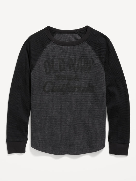Logo-Graphic Thermal-Knit Raglan-Sleeve T-Shirt for Boys