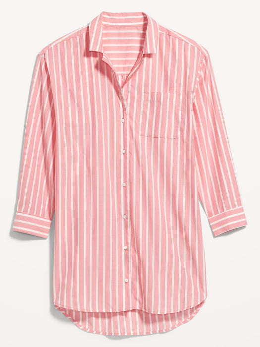 Striped Nightshirt for Women - Pink