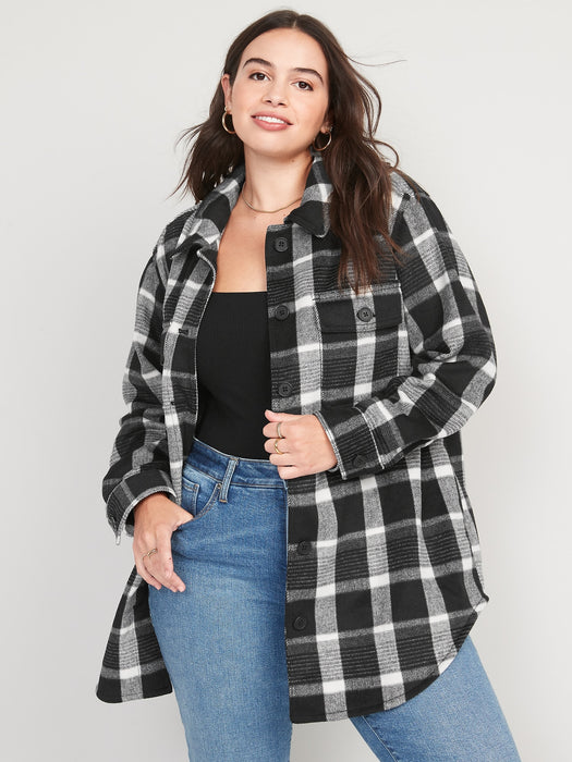 Plaid Soft-Brushed Utility Shacket for Women