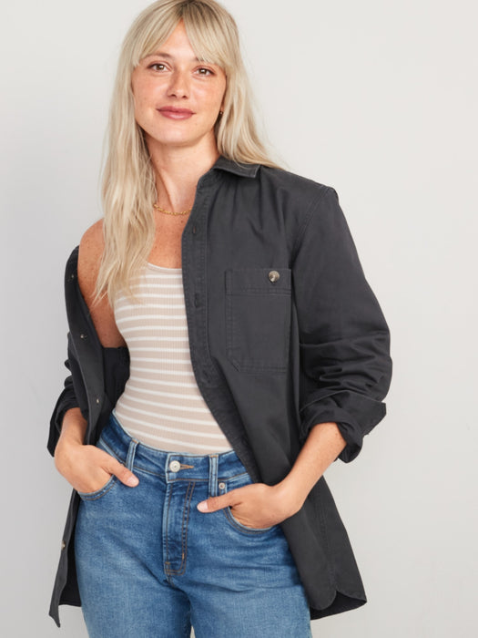 Oversized Cotton-Twill Gender-Neutral Overshirt for Adults