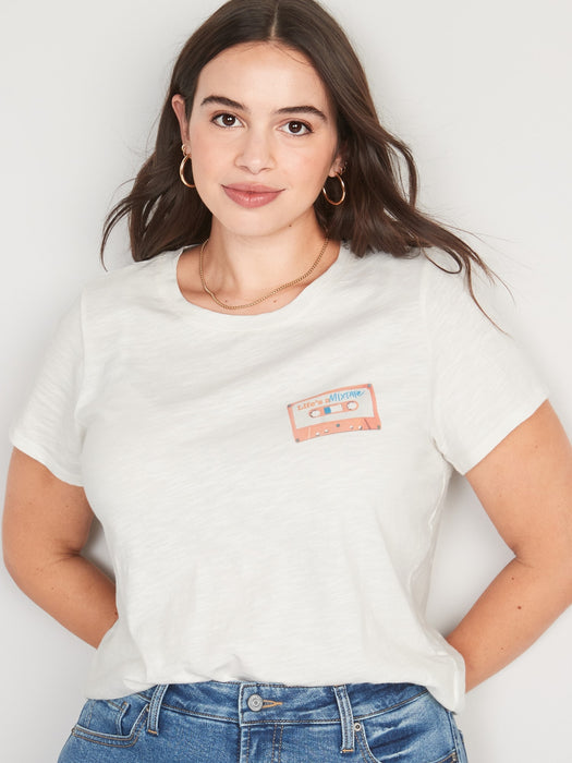 Short-Sleeve EveryWear Graphic T-Shirt for Women - White