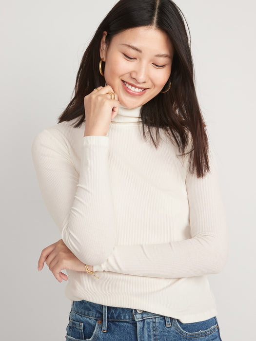Rib-Knit Turtleneck Top for Women