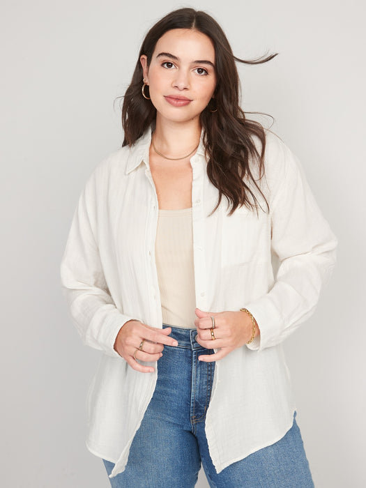Oversized Boyfriend Shirt for Women - White