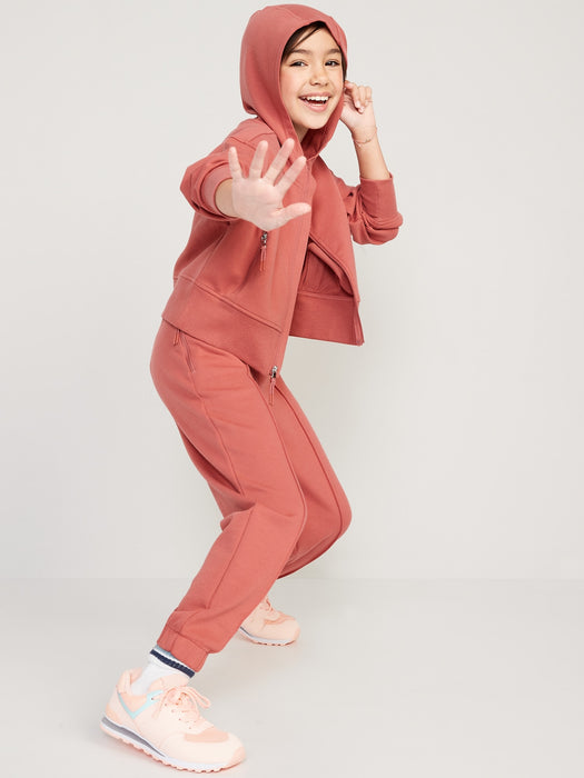 High-Waisted Dynamic Fleece Zip-Pocket Jogger Sweatpants for Girls