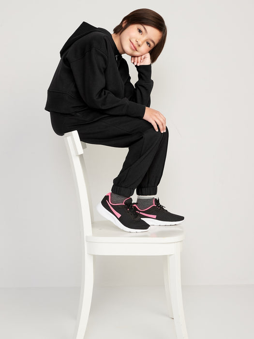 High-Waisted Dynamic Fleece Zip-Pocket Jogger Sweatpants for Girls - Black