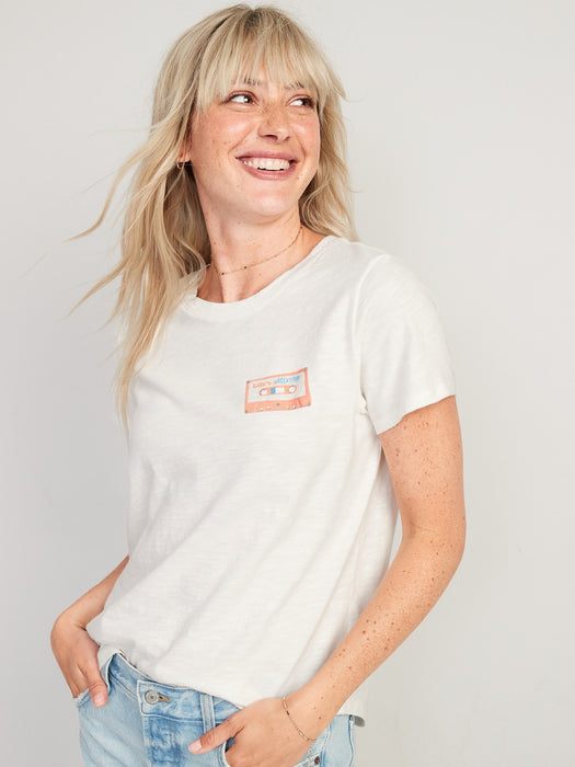 Short-Sleeve EveryWear Graphic T-Shirt for Women - White