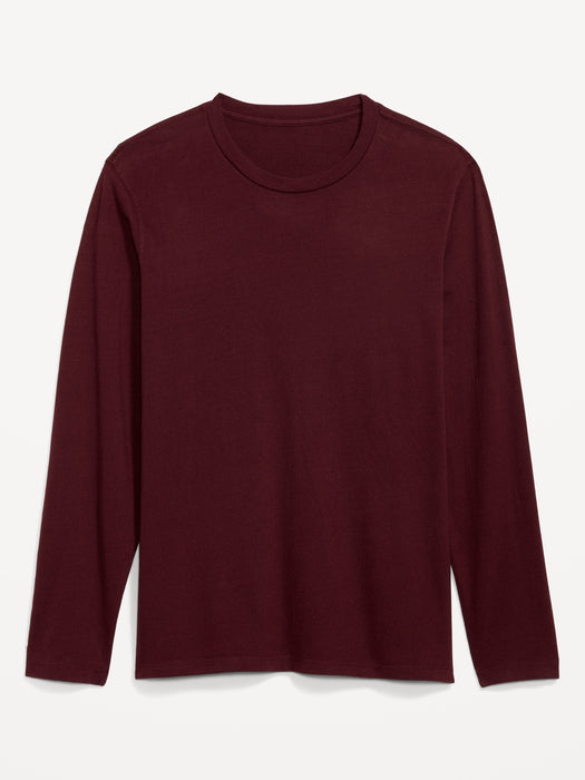 Soft-Washed Crew-Neck Long-Sleeve T-Shirt for Men - Red