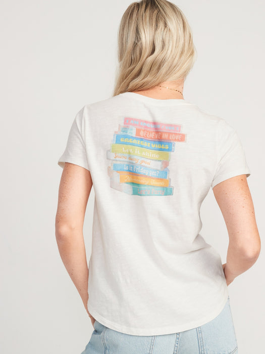 Short-Sleeve EveryWear Graphic T-Shirt for Women - White