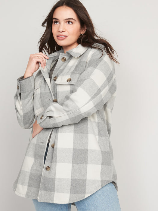 Plaid Soft-Brushed Utility Shacket for Women