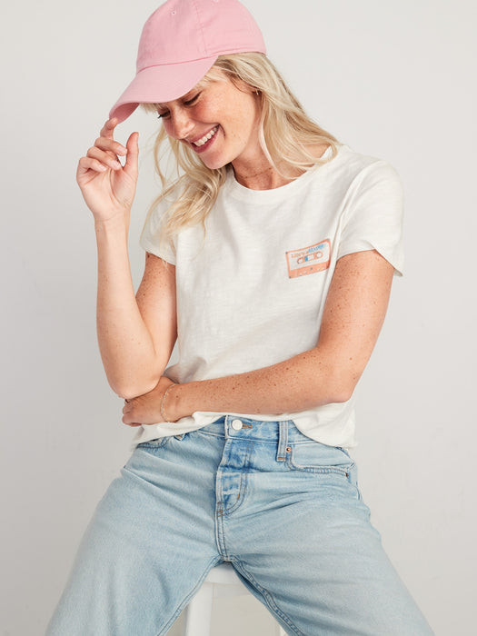 Short-Sleeve EveryWear Graphic T-Shirt for Women - White