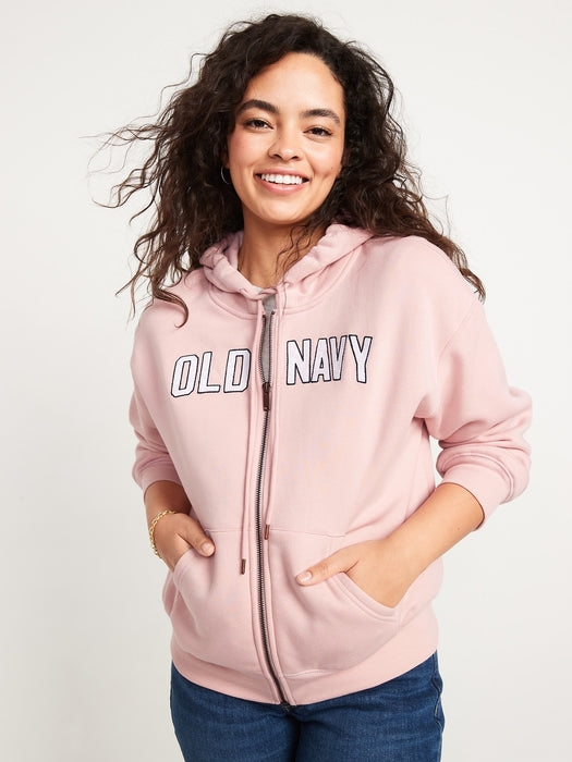 Logo-Embroidered Full-Zip French-Terry Hoodie for Women