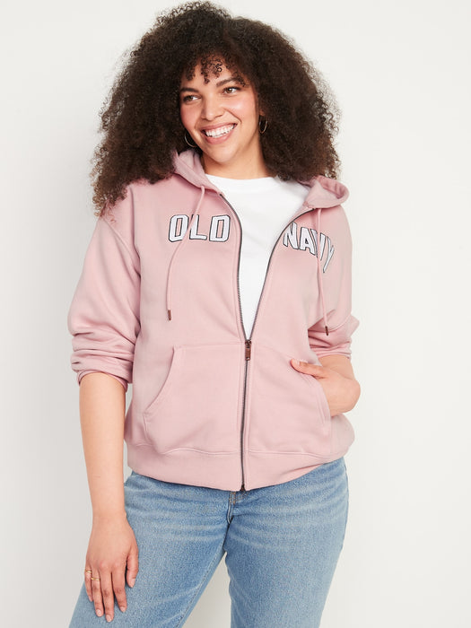 Logo-Embroidered Full-Zip French-Terry Hoodie for Women