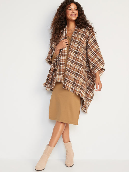 Flannel Poncho Scarf for Women - Multi