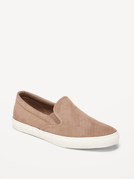 Perforated Faux-Suede Slip-On Sneakers for Women