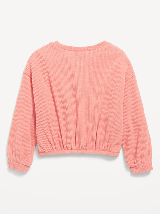 Cozy Long-Sleeve Tie-Front Top for Toddler Girls