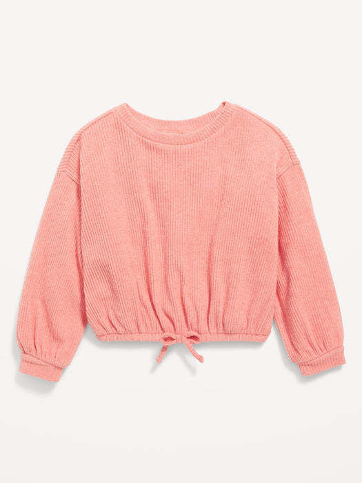 Cozy Long-Sleeve Tie-Front Top for Toddler Girls