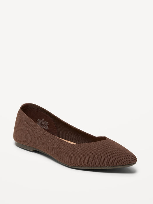 Textured-Knit Pointy-Toe Ballet Flats for Women
