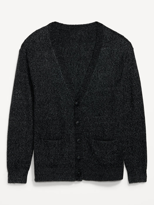 Loose-Fit V-Neck Button-Front Cardigan Sweater for Men - Black