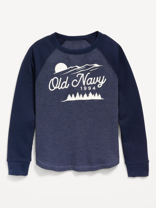 Logo-Graphic Thermal-Knit Raglan-Sleeve T-Shirt for Boys