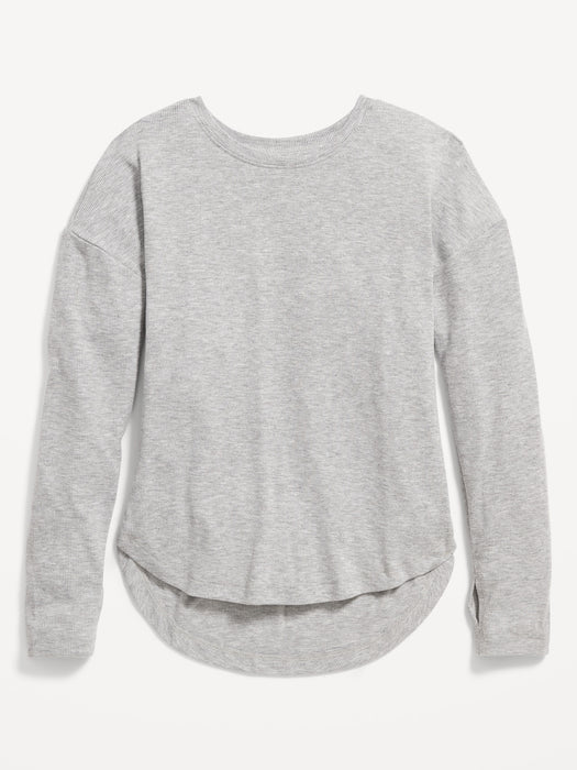 UltraLite Long-Sleeve Rib-Knit Tunic T-Shirt for Girls - Gray
