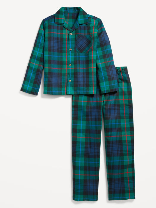 Gender-Neutral Matching Flannel Pajama Set for Kids - Blue