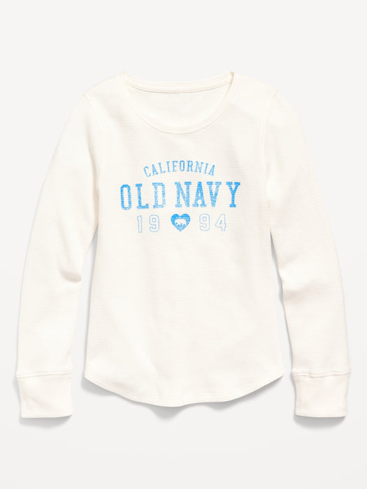 Long-Sleeve Logo-Graphic Thermal-Knit T-Shirt for Girls