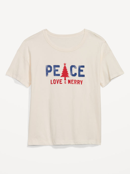 Matching Holiday Graphic Easy T-Shirt for Women - White