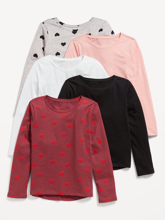 Softest Long-Sleeve T-Shirt 5-Pack for Girls