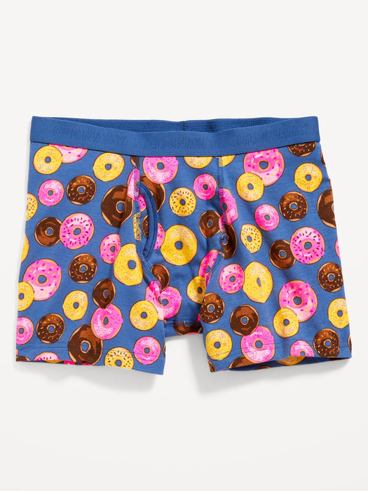 Soft-Washed Built-In Flex Printed Boxer-Briefs Underwear for Men -- 4.5-inch inseam