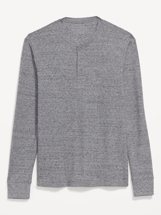 Thermal-Knit Long-Sleeve Henley T-Shirt for Men