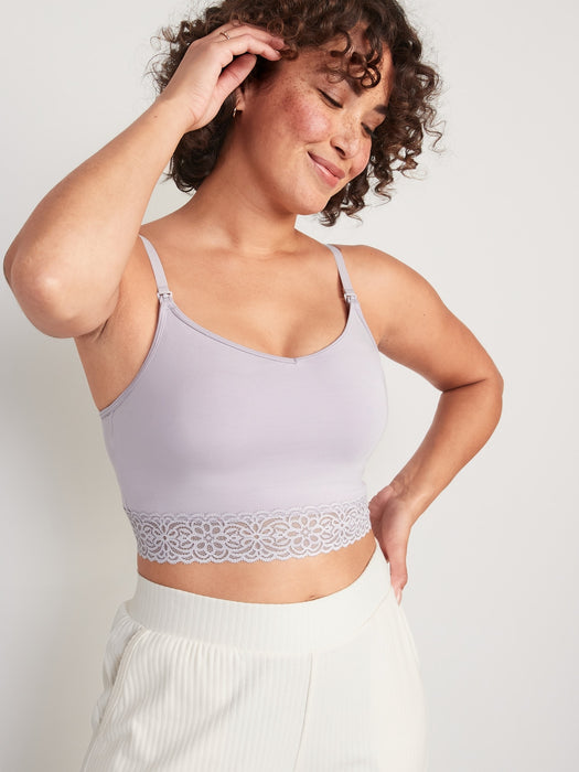 Maternity Supima® Cotton-Blend Lace-Trim Nursing Cami Top