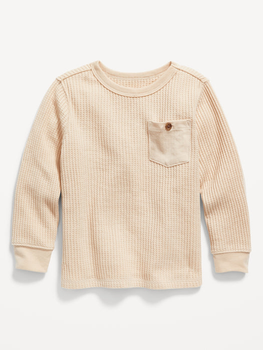 Unisex Thermal-Knit Long-Sleeve Pocket T-Shirt for Toddler