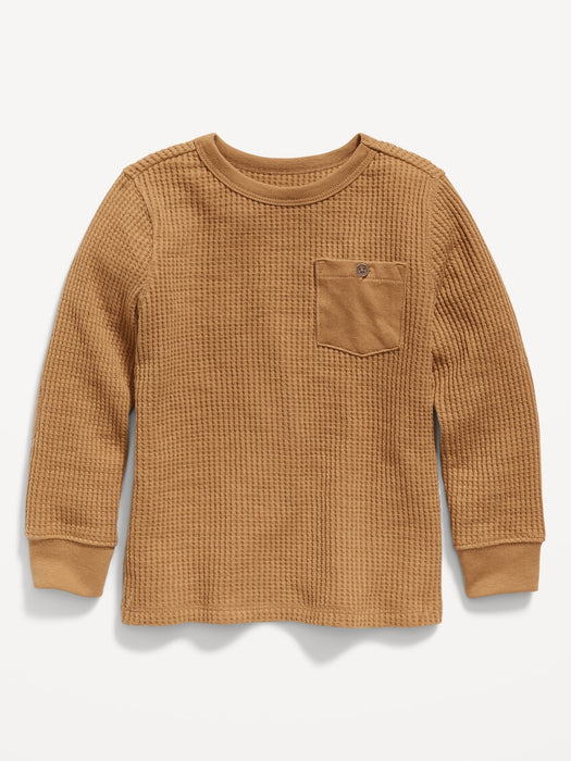 Unisex Thermal-Knit Long-Sleeve Pocket T-Shirt for Toddler