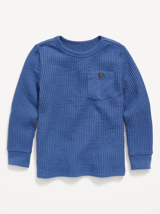 Unisex Thermal-Knit Long-Sleeve Pocket T-Shirt for Toddler