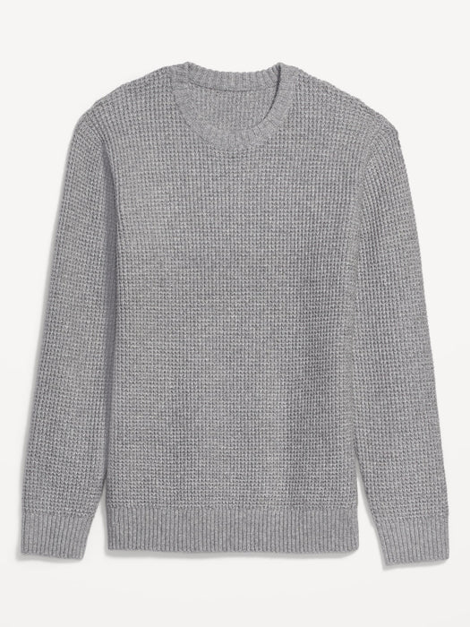 Cozy Waffle-Textured Crew-Neck Sweater for Men