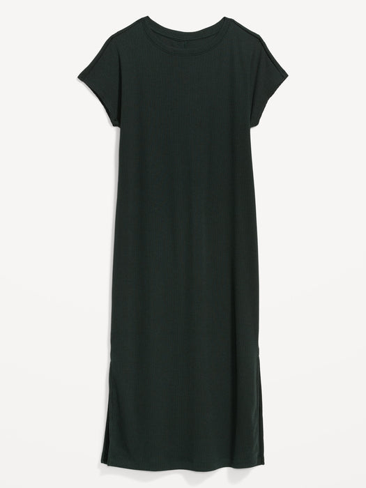 Rib-Knit Midi Shift Dress for Women