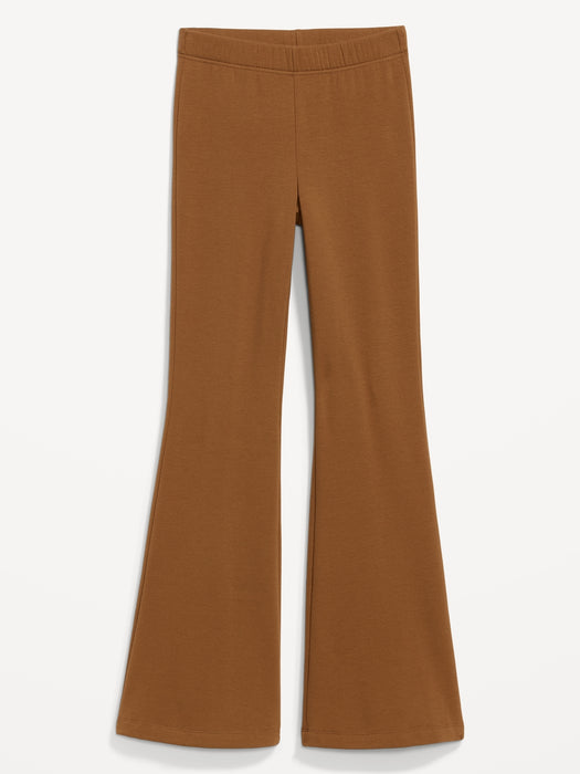 High-Waisted Fleece-Lined Flare Leggings for Women - Brown