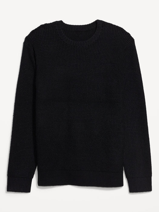 Cozy Waffle-Textured Crew-Neck Sweater for Men