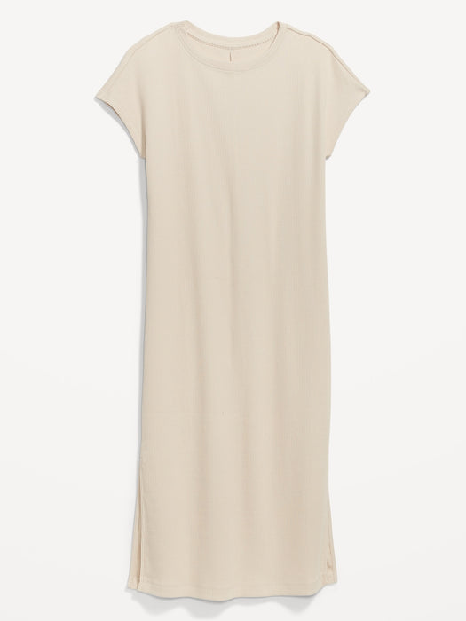 Rib-Knit Midi Shift Dress for Women