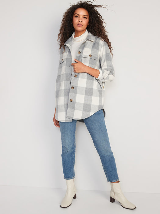 Plaid Soft-Brushed Utility Shacket for Women
